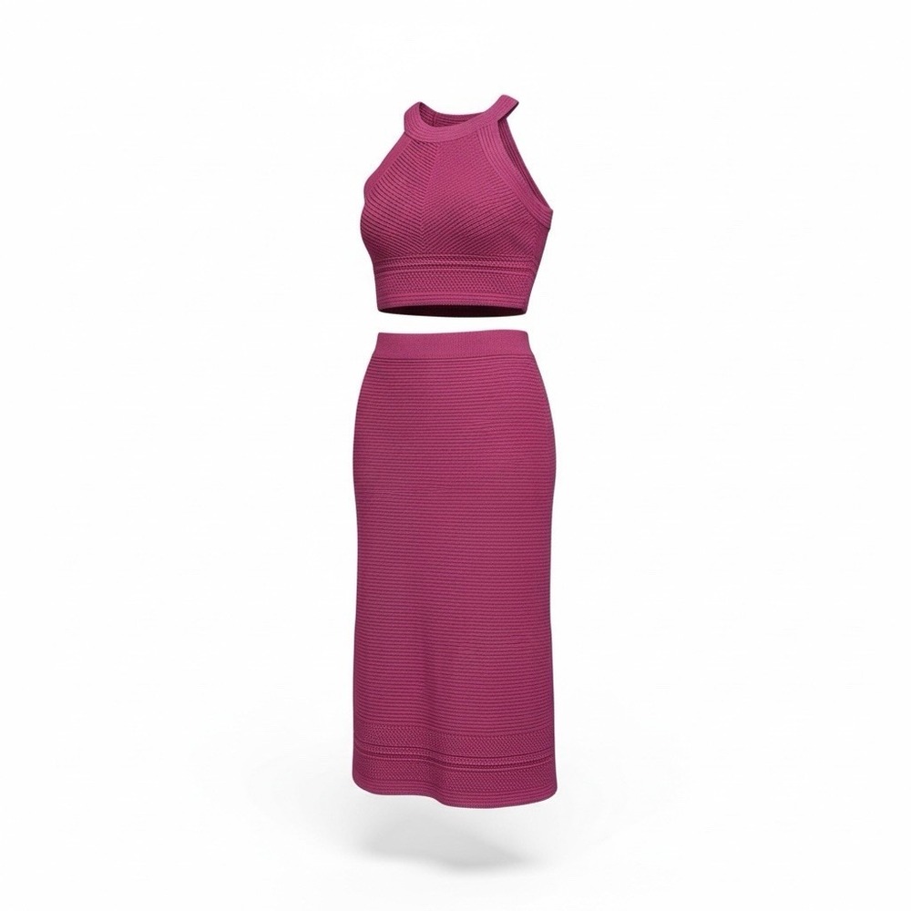 Lands End Knit Set Small 6-8 Sweater Tank Cropped Maxi Skirt Crochet Bodycon Y2K - Picture 2 of 15